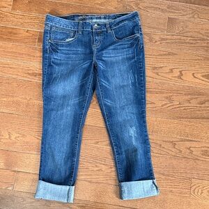 LONDONJEAN Women's Dark Blue Straight Leg Jeans with Cuffed Hem size 13